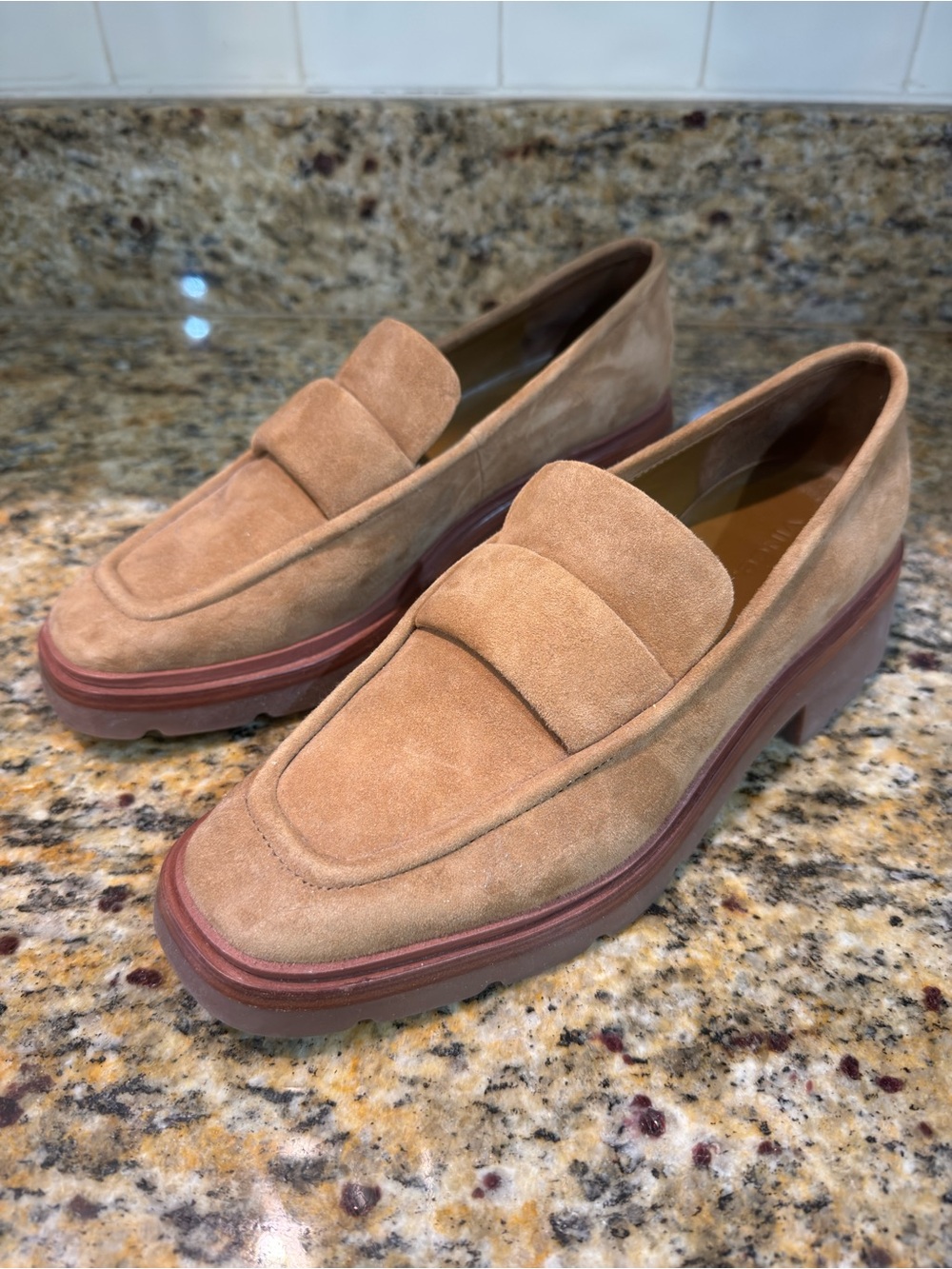Women’s Suede Vince Penny Loafers in Tan